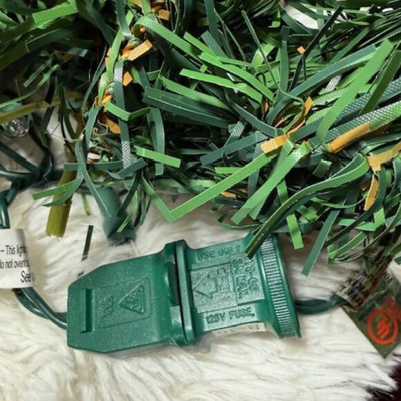 2pc 20" Red Tartan Plaid Bow White Flower Wreath Matching 18ft Pinecone Garland - Picture 11 of 14